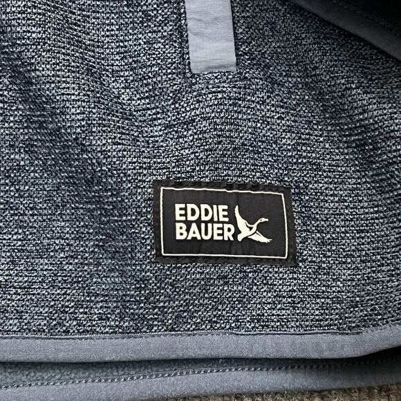 Eddie Bauer Pullover Sweater Mens XL Blue Fleece Quarter Snap Outdoor Layer Warm - Picture 3 of 10